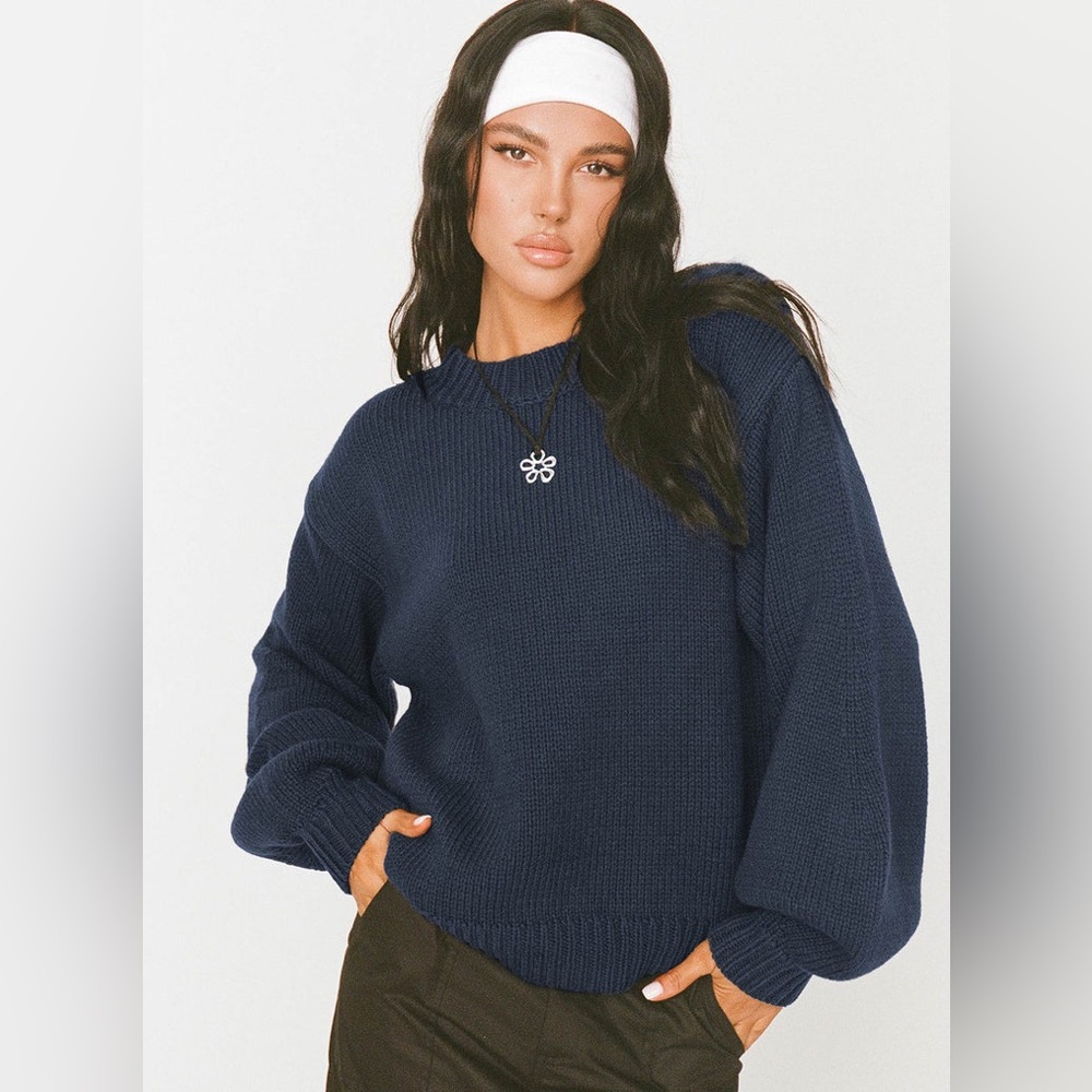 NWT Princess Polly Harmony Knit Sweater Navy S/ M